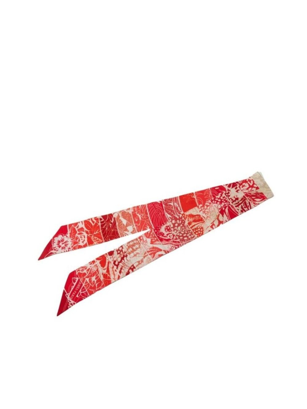 Hermes Twilly Jungle Love Rainbow Scarf Red White Silk